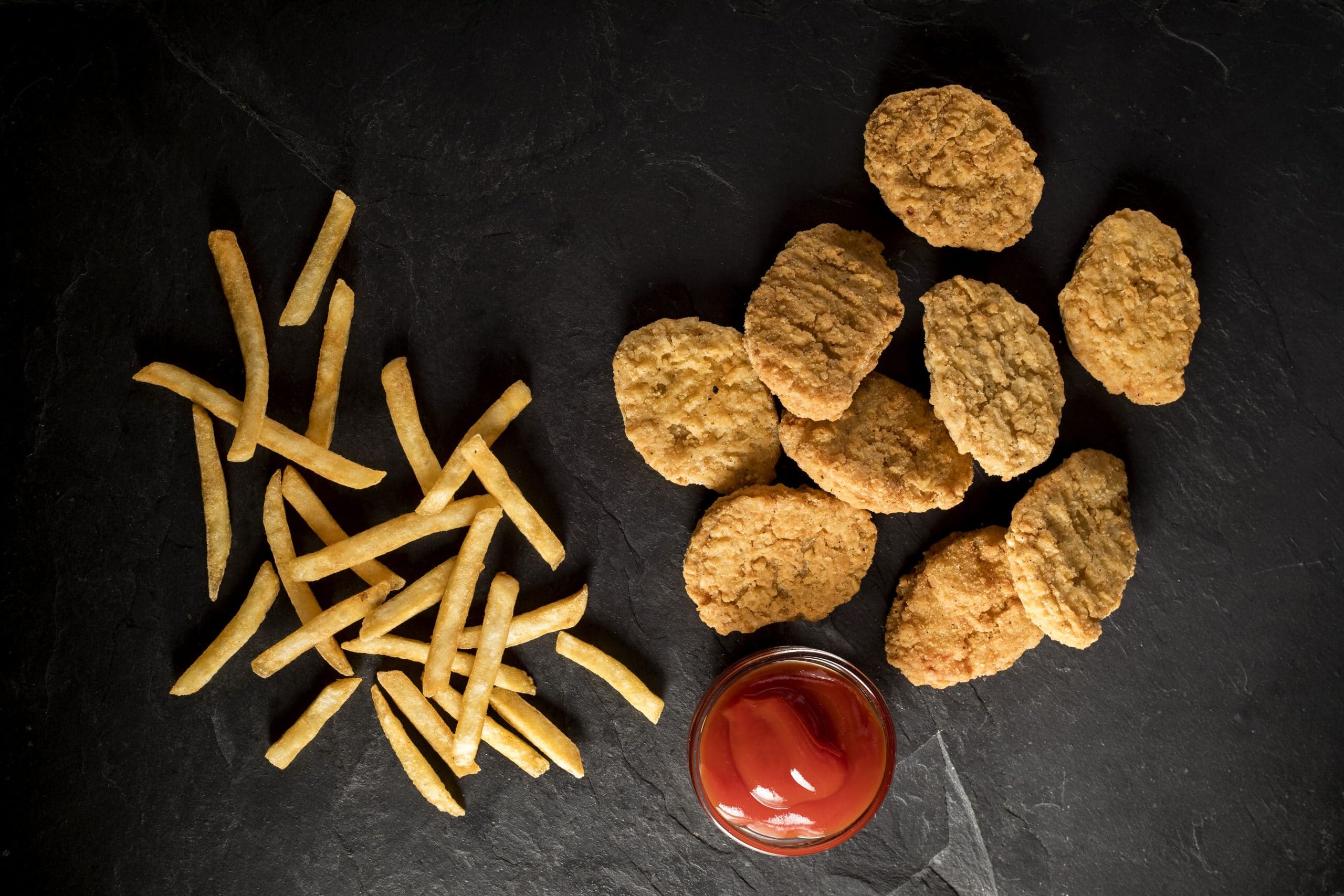 French Fries, Chicken Nuggets, and Ketchup