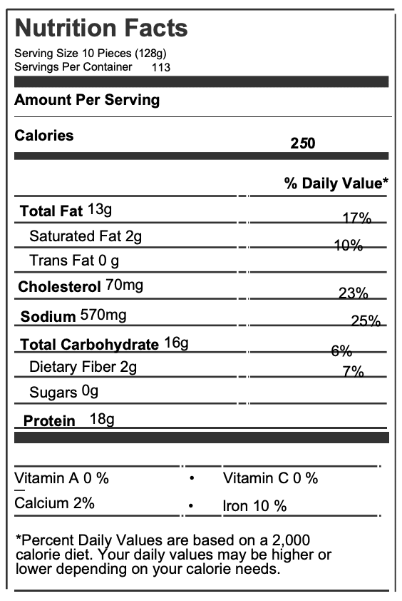 CN Fully Cooked Whole Grain Breaded Dark Meat Large Popcorn Chicken