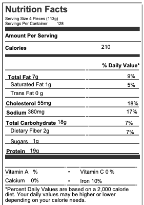 792402 Nutrition Facts
