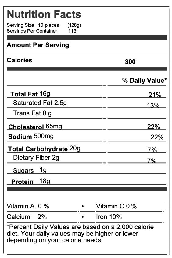 791861 - Nutritional Facts